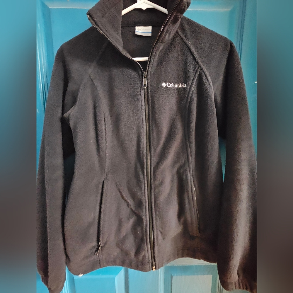 Columbia Black Full Zip Fleece Jacket Womens Size Small S- Black